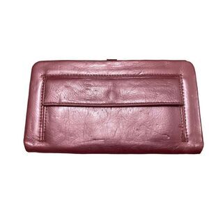 Metallic Pink Wallet Clasp Credit Card Holder Billfold Snap